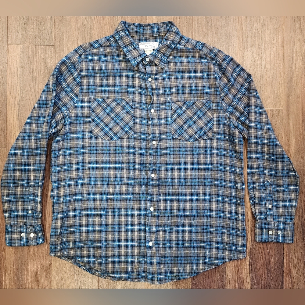 Haband Casual Joe Button Up Mens Flannel Long Sleeve Size Large